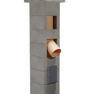 Coș de fum profesional - PracticHorn - Înălțime 7m, diametru interior 180 mm, dimensiune exterior 35x35 cm, racord 45