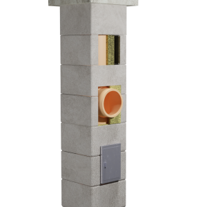 Coș de fum profesional - PracticHorn - Înălțime 8m, diametru interior 200 mm, dimensiune exterior 35x35 cm, racord 90