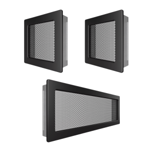 Set Grile Superior ventilatie - convectie semineu,  2 x 17x17 cm, 1 x 17x49 cm - Negru Fresh