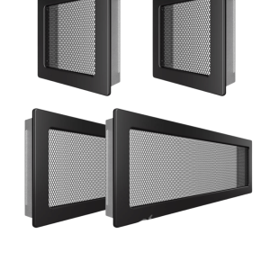Set Grile Complet ventilatie - convectie semineu,  2 x 17x17 cm, 2 x 17x49 cm - Negru Fresh