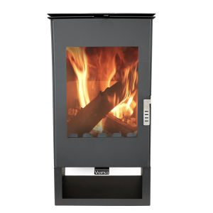 Șemineu pe lemne Verso INA, 7 kW, din oțel, cu geam termorezistent și design modern, negru