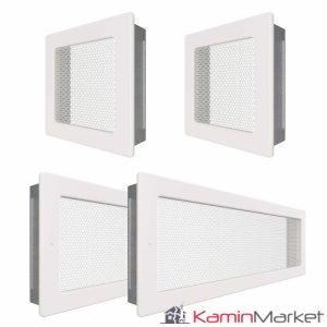 Set Grile Complet ventilatie - convectie semineu,  2 x 17x17 cm, 2 x 17x49 cm - Alb