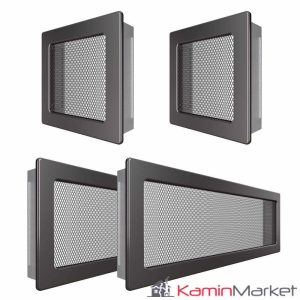Set Grile Complet ventilatie - convectie semineu,  2 x 17x17 cm, 2 x 17x49 cm - Grafit