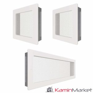 Set Grile Superior ventilatie - convectie semineu,  2 x 17x17 cm, 1 x 17x49 cm - Alb