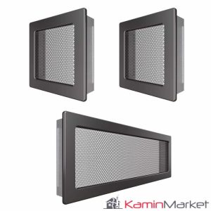 Set Grile Superior ventilatie - convectie semineu,  2 x 17x17 cm, 1 x 17x49 cm - Grafit
